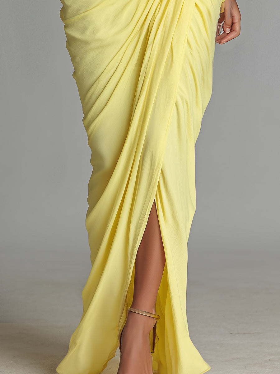 Maxi Jurk Comfortabel in Levendige Gele Mix