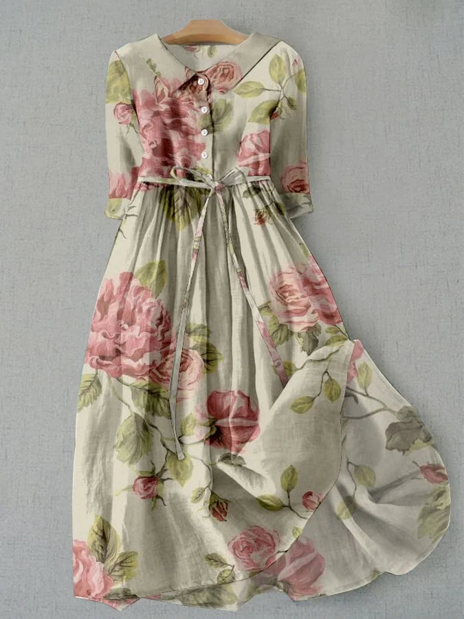 Marley - Vintage Jurk met Lint en Bloemenprint