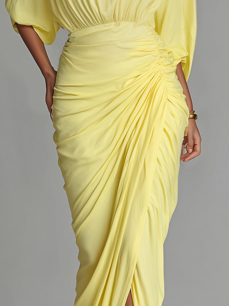 Maxi Jurk Comfortabel in Levendige Gele Mix