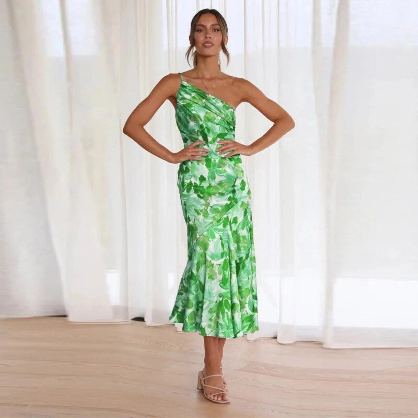 Sienna - Asymmetrische Maxijurk met Bloemenpatroon voor Dames