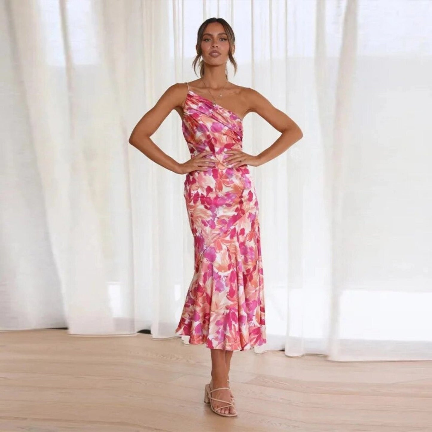 Sienna - Asymmetrische Maxijurk met Bloemenpatroon voor Dames
