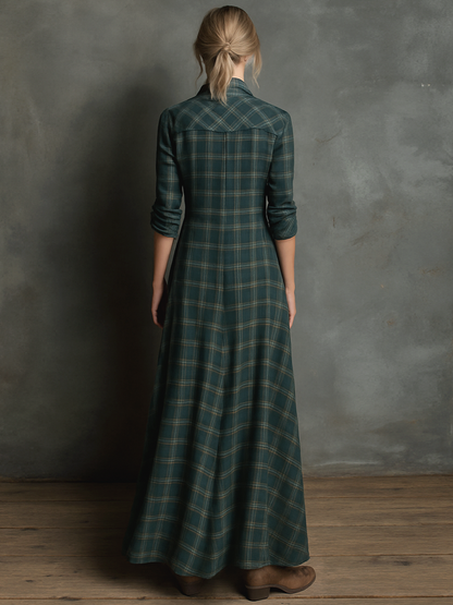 Maxi jurk met streepjes en revers