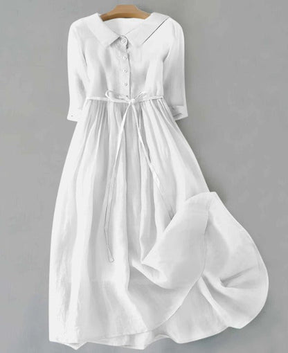 Doro - Elegante Korte Mouwen Jurk met Taille Lint