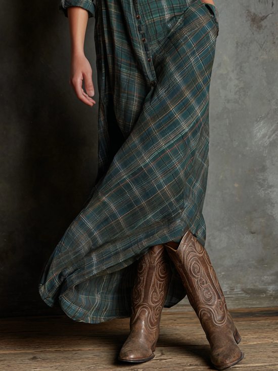 Maxi jurk met streepjes en revers