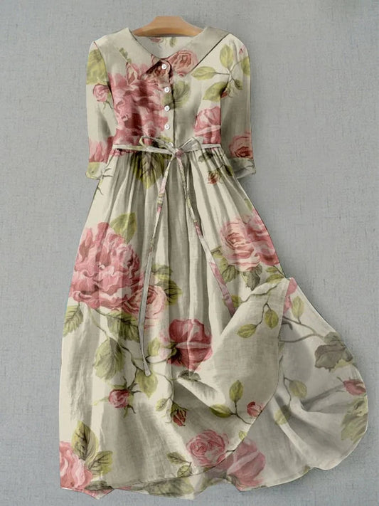 Marley - Vintage Jurk met Lint en Bloemenprint