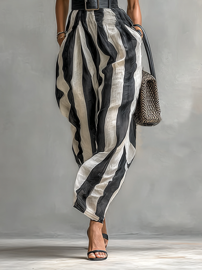 Maxi Jurk in Chiffon met Hoge Hals en Korte Mouwen