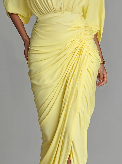 Maxi Jurk Comfortabel in Levendige Gele Mix