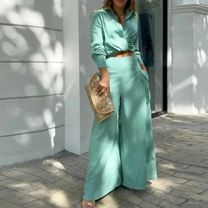 Zomerset met geknoopte blouse en hoge taille palazzo broek