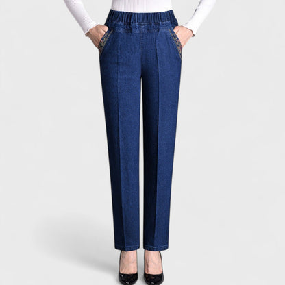 Marina - Damesjeans met zijzakken en elastische taille