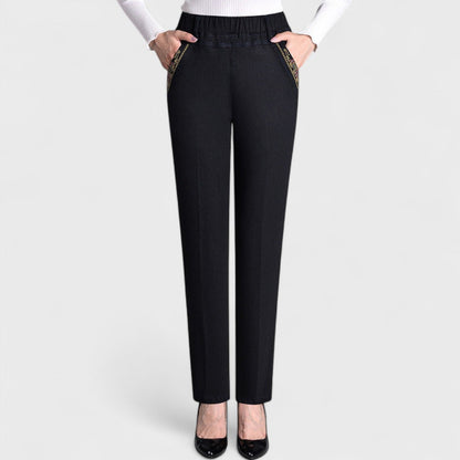 Marina - Damesjeans met zijzakken en elastische taille