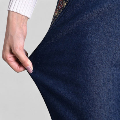 Marina - Damesjeans met zijzakken en elastische taille